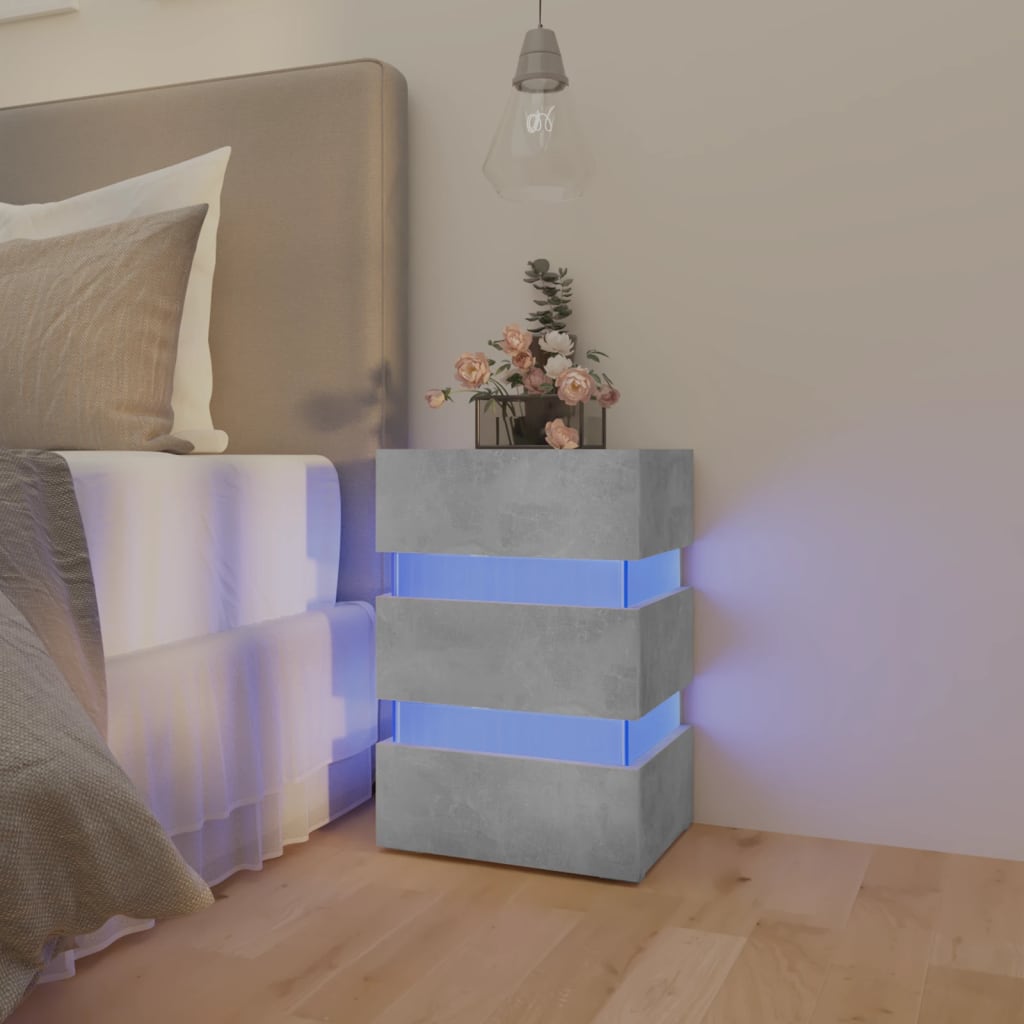 Table de chevet à LED gris béton 45x35x67 cm bois d'ingénierie | Leroy ...