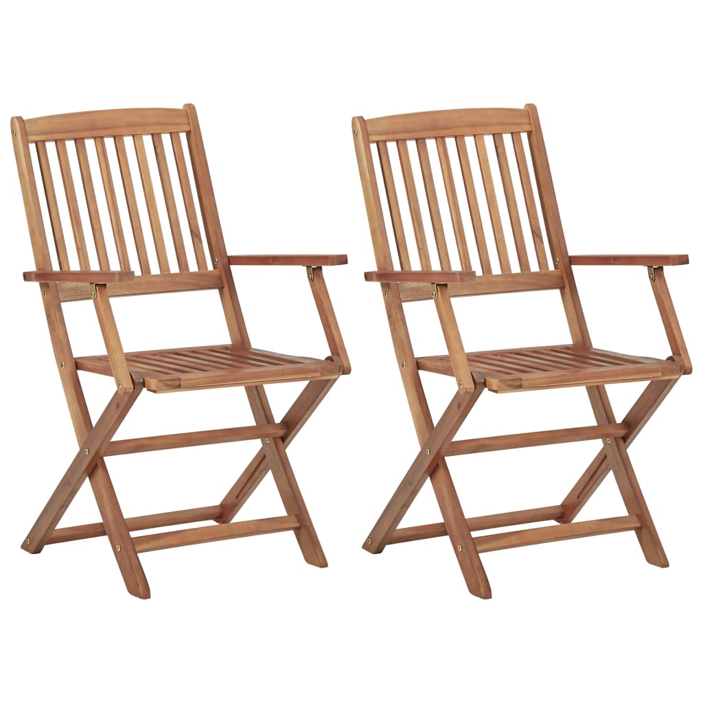 Chaises pliables de jardin lot de 2 avec coussins Bois d'acacia vidaXL - 2