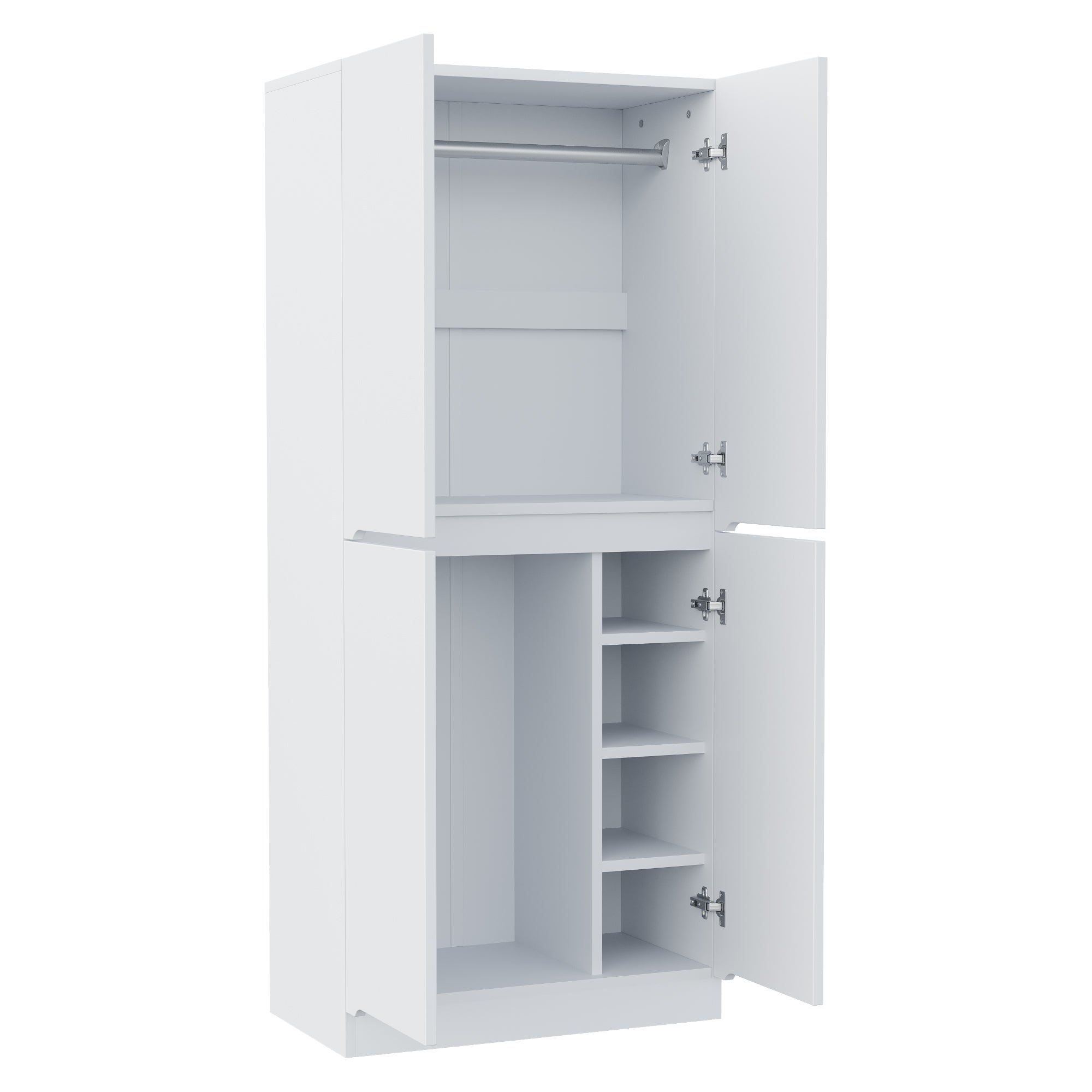 Armoire 70x40x170 cm - avec 4 portes - avec compartiments de rangement - Blanc - 9