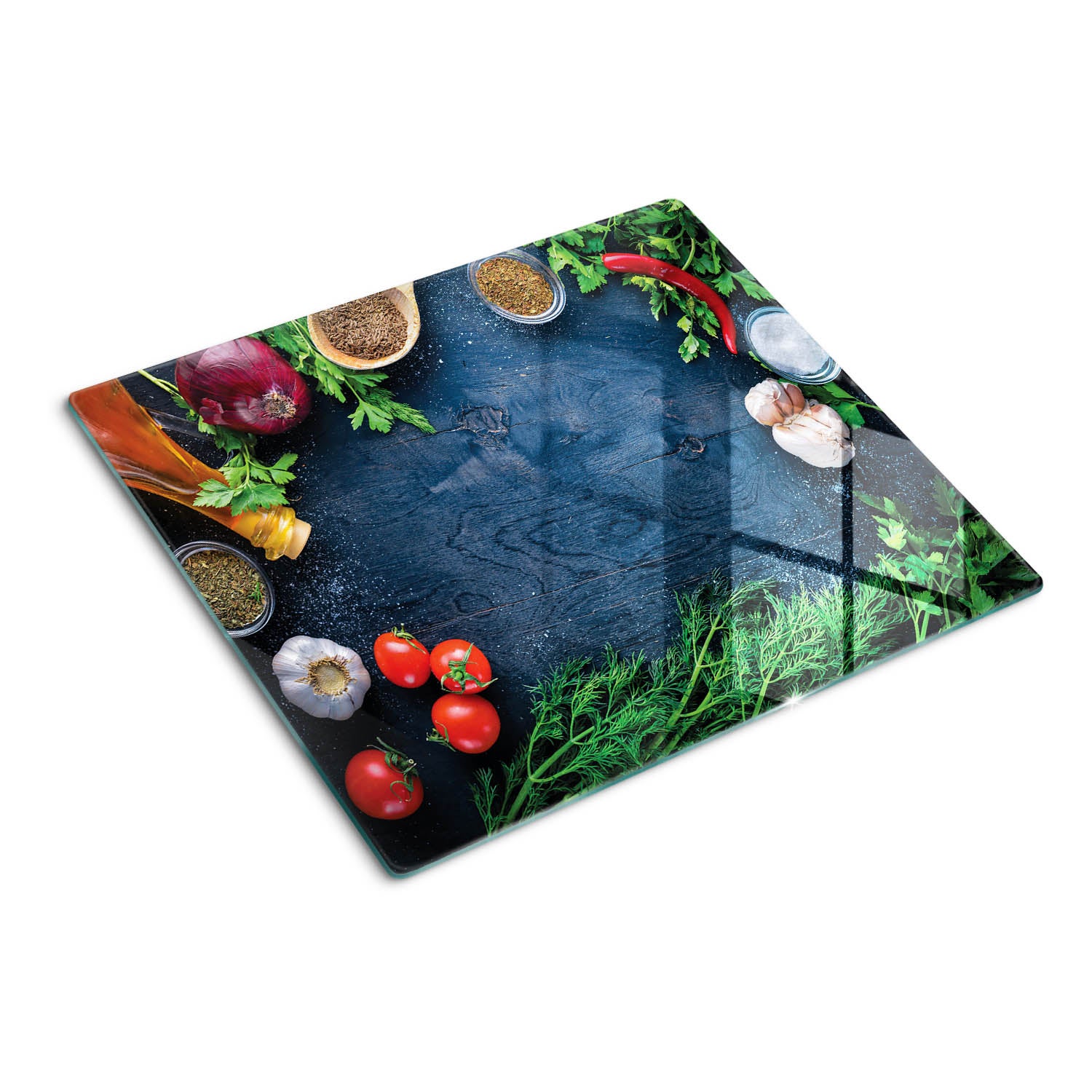 Planche à Découper Verre Trempé Coloray, 80x52 Cm, Motif Brooque Brun Blanc, Moderne