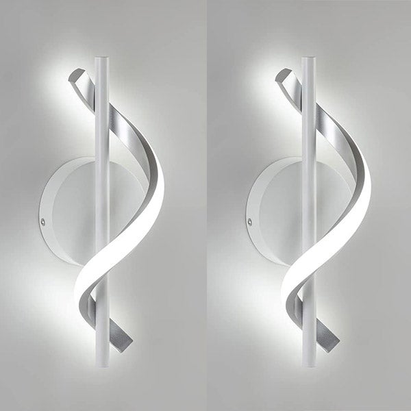 Kinkiet LED 12W - Designerska lampa wewnętrzna do schodów, korytarzy, sypialni - Światło białe, niskie zużycie energii - Biały - 2 sztuki