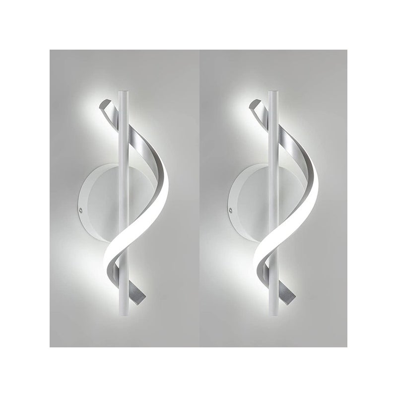 Kinkiet LED 12W - Designerska lampa wewnętrzna do schodów, korytarzy, sypialni - Światło białe, niskie zużycie energii - Biały - 2 sztuki