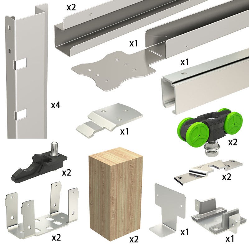 Système coulissant SLID'UP 2300 entre-cloison pour porte coulissante à galandage 930 x 2040 mm - 50 kg - 2