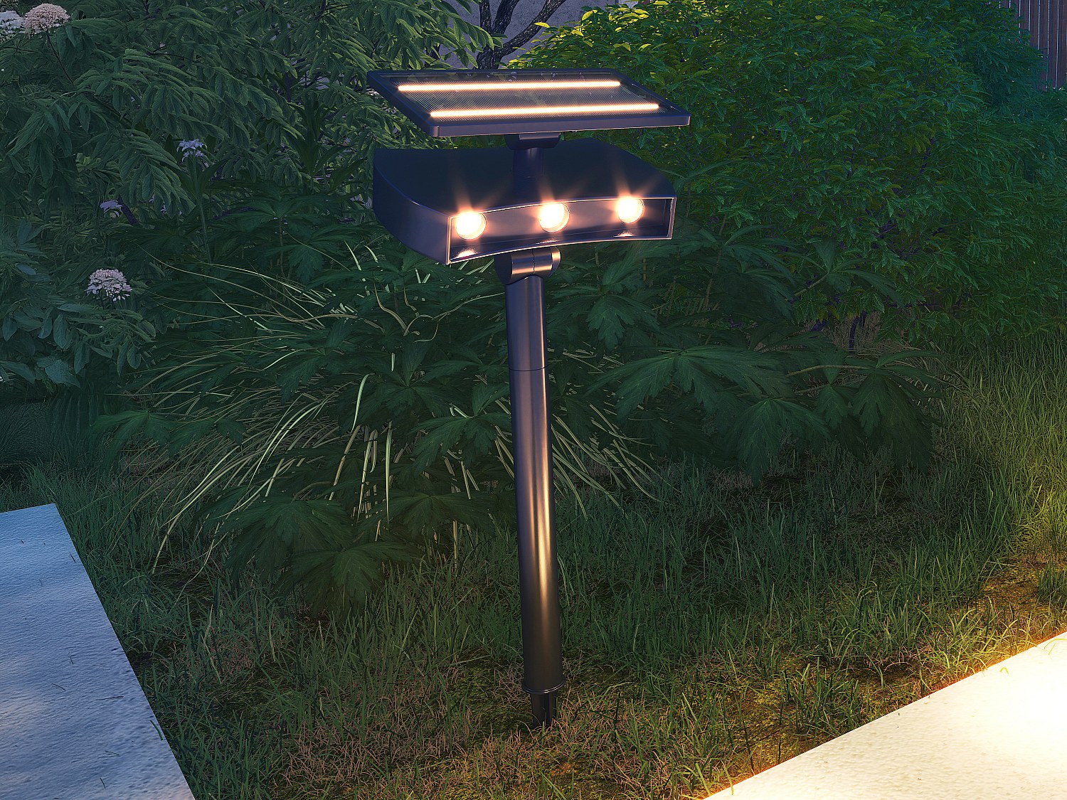 Kinkiet solarny i reflektor 2 w 1 - Wys. 50 cm - BAHRI