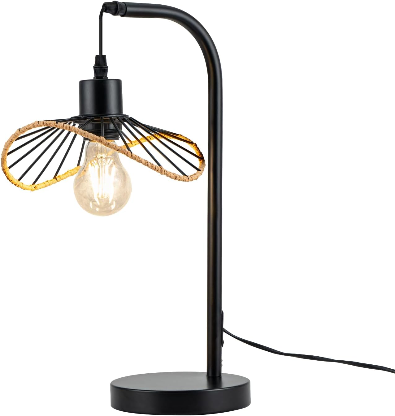 ZMH Lampa biurkowa E27 w kolorze czarnym w stylu vintage do sypialni - 9