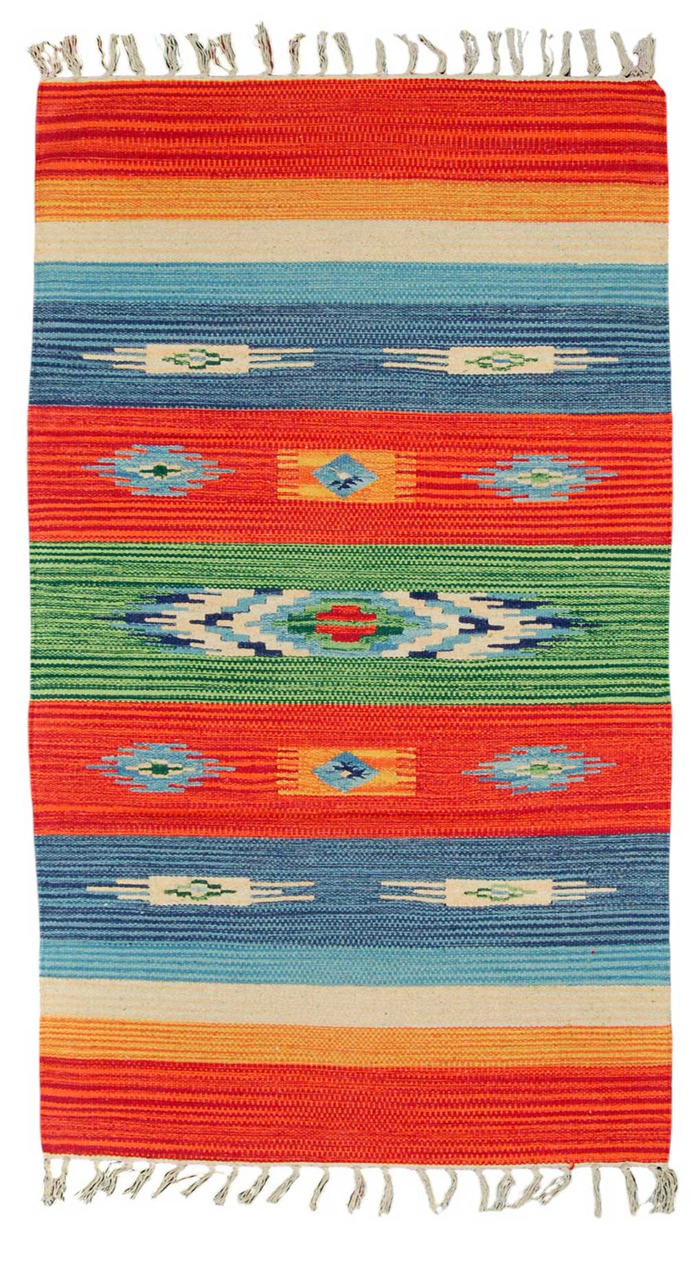 Oryginalny, ręcznie robiony dywan kilim, dwustronny, 100% bawełna, 90x60 cm (Galleriafarah1970)