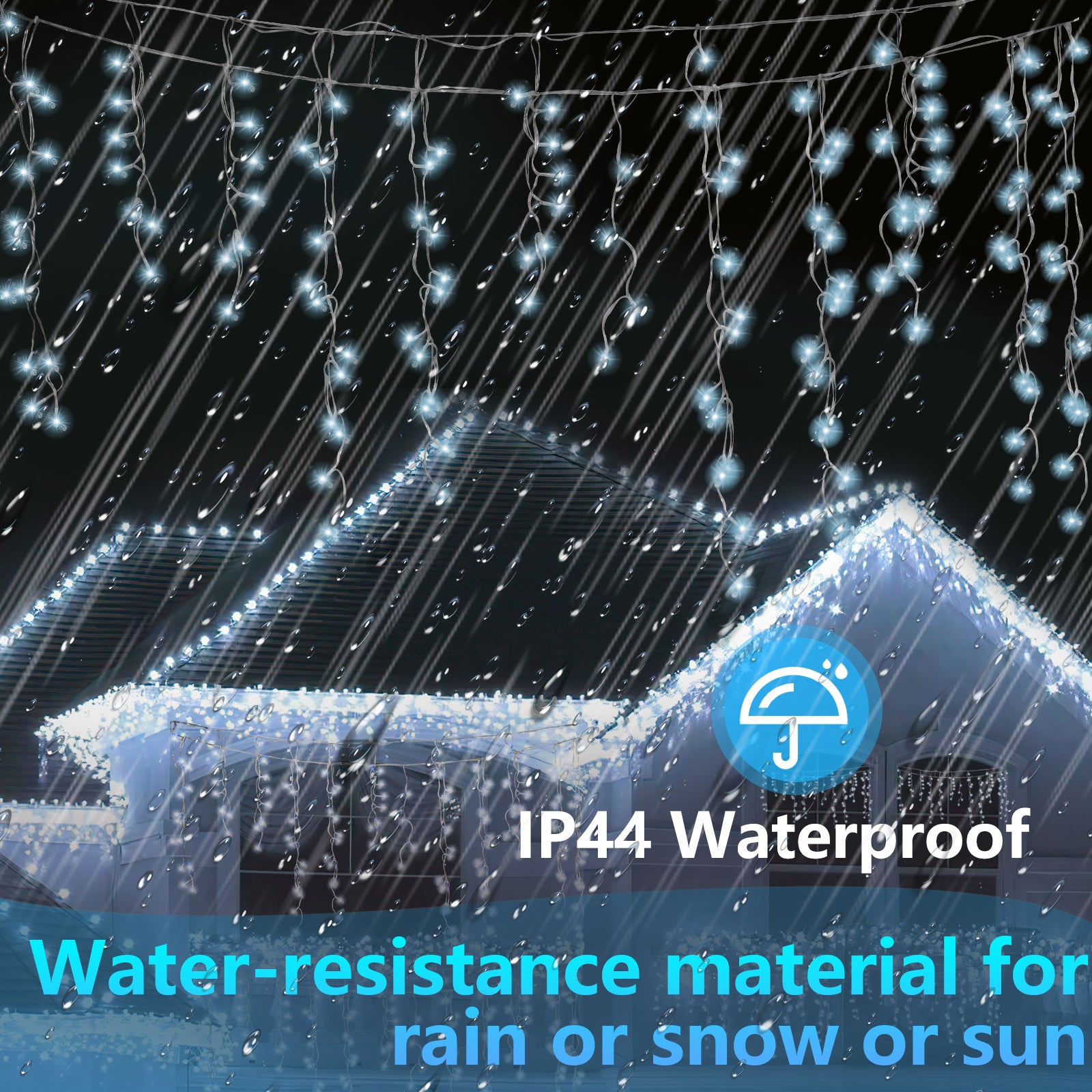10M 400 LED illuminazione Ghirlanda Tenda per illuminazione esterna per decorazione interna Natale, giardino, matrimoni, feste Bianco freddo - 5
