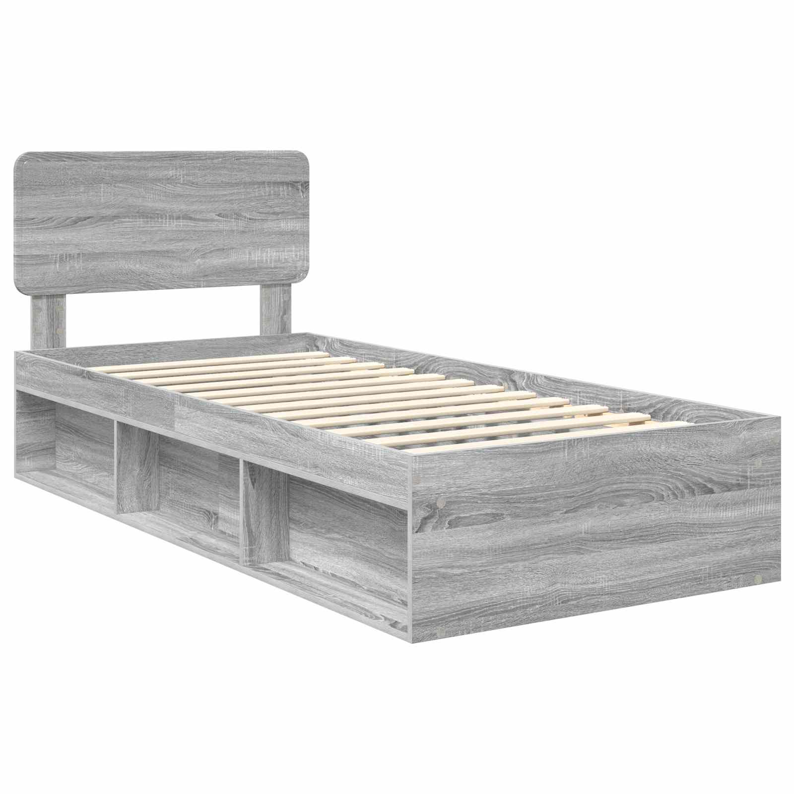 Cadre de lit Gris 100 x 200 cm Pin massif - 4