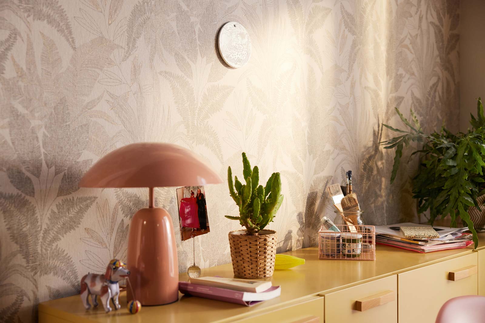 Papel Pintado Tela con Hojas Anchas Beige y Tostado 396545 - 8