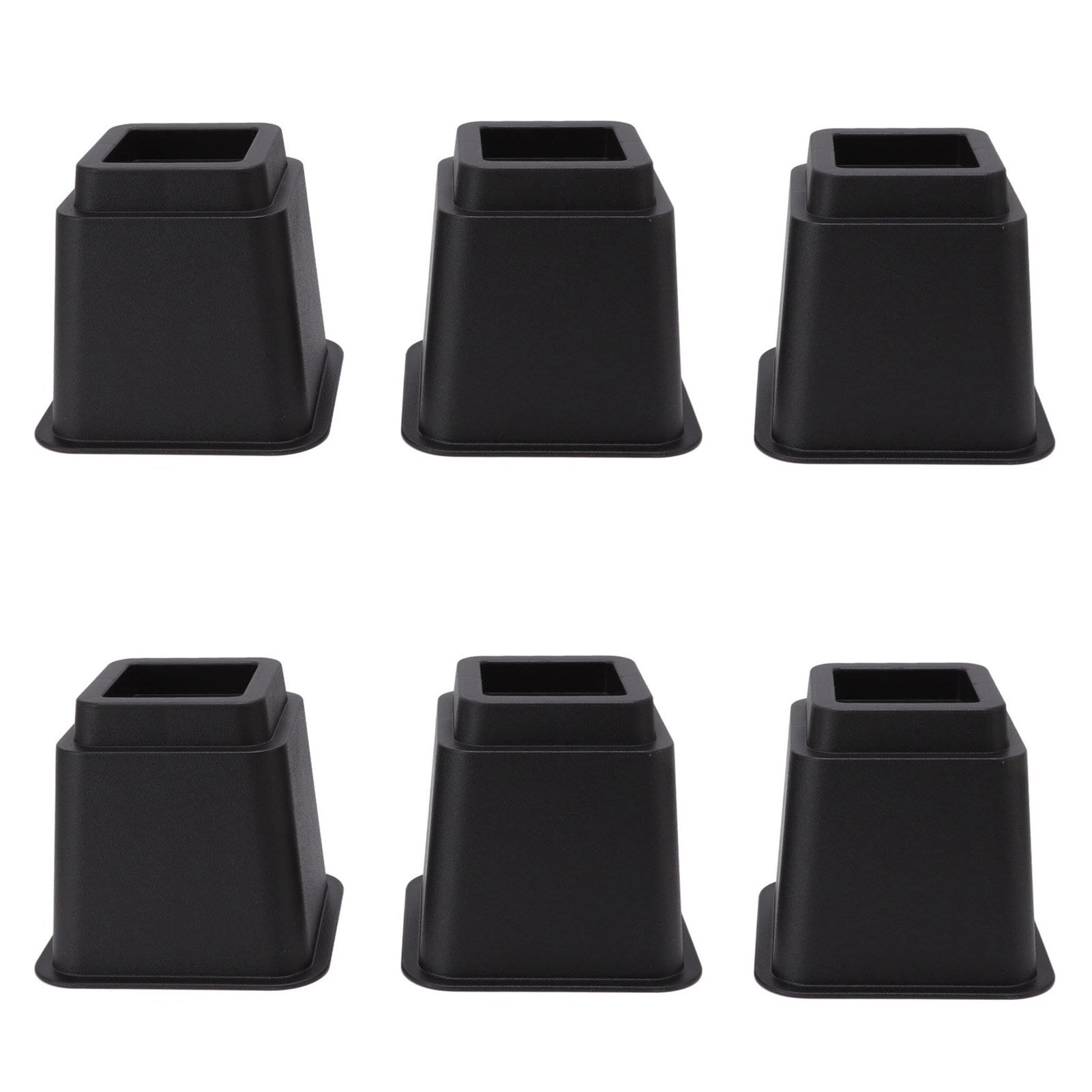 6pcs Bed Risers 5in High Quadrate Trapezoidal Ergonomic Plastic Black ...
