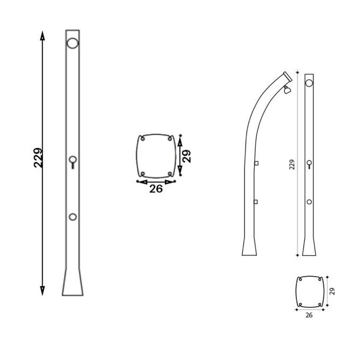 Doccia solare da esterno Happy 4x4 44L Formidra - 222x26x29cm HD Polietilene Pediluvio + Miscelatore + Testa - - Blu con risciacquo dei piedi - 8