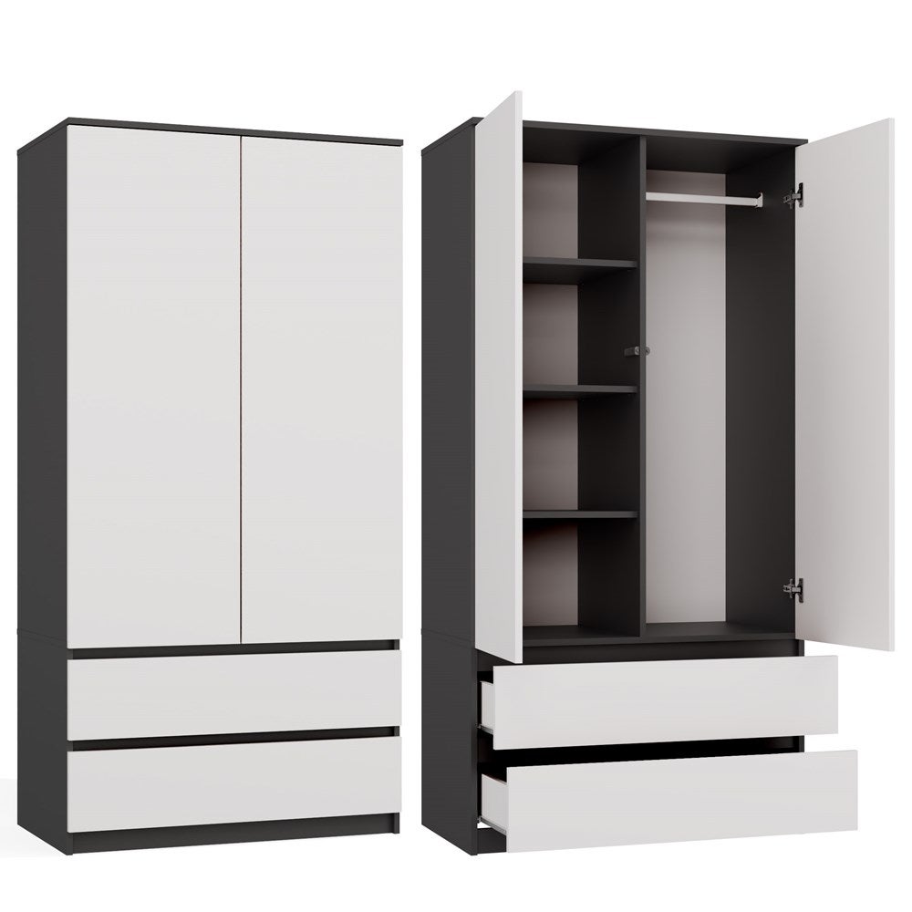 Szafa Malwa SS-90 Antracyt Biel 90x180x50 cm 1szt