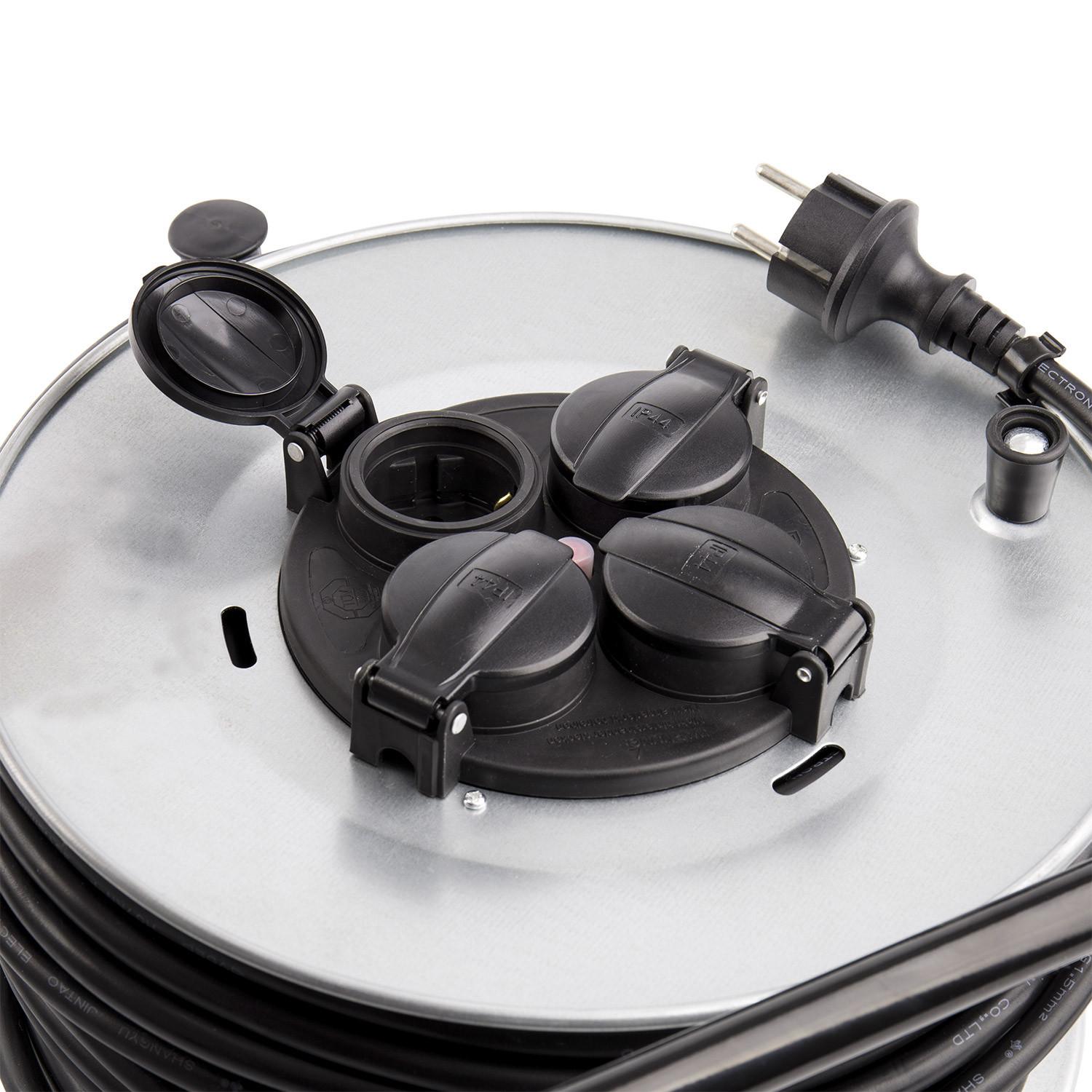 Enrouleur Extensible 50m 4 Prises IP44 3x1.5mm Gris - 2