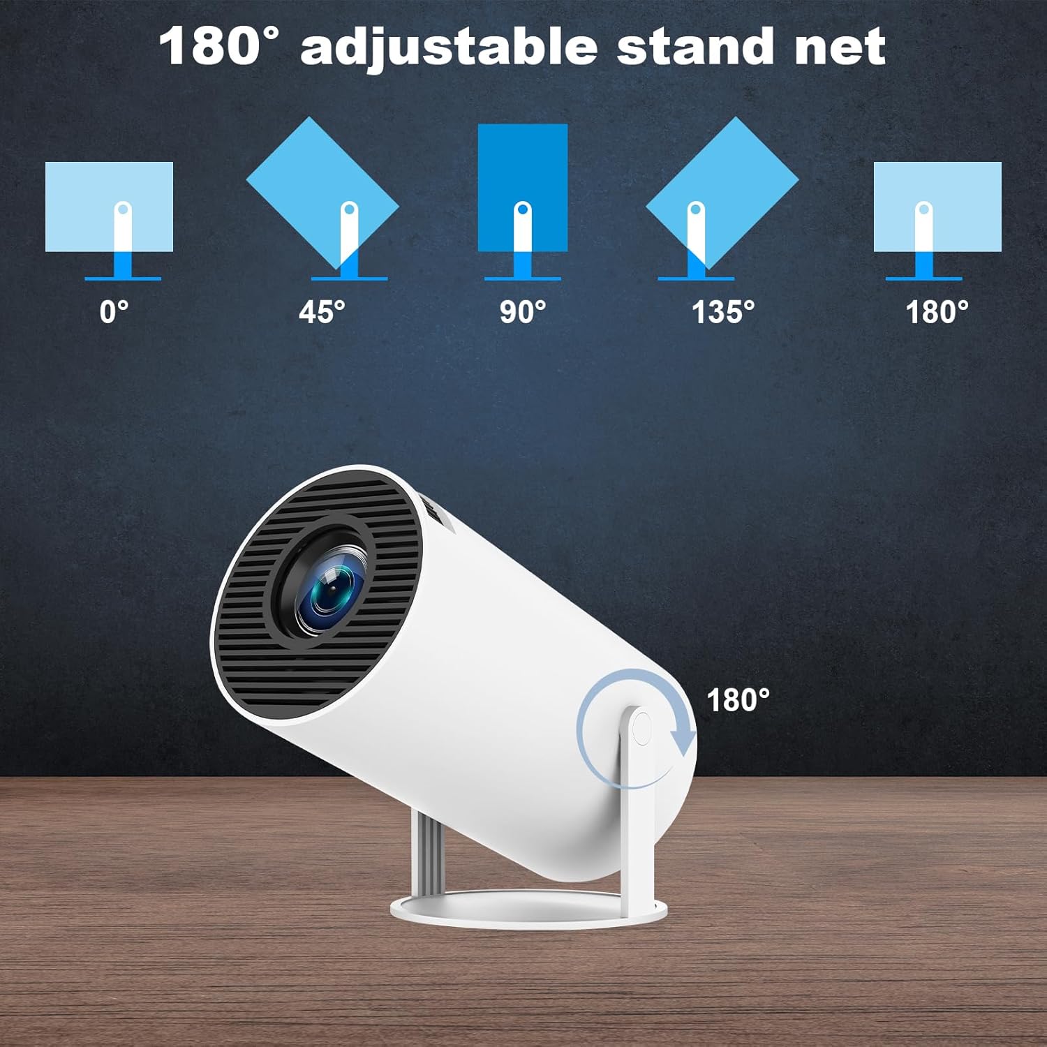 Jiahooi ，Projecteur vidéo portable 4K, Wi-Fi 6, Android 11, 1080p, compatible téléphones et ordinateurs portables, HDMI, rotation à 180° (HY300Pro) - 9