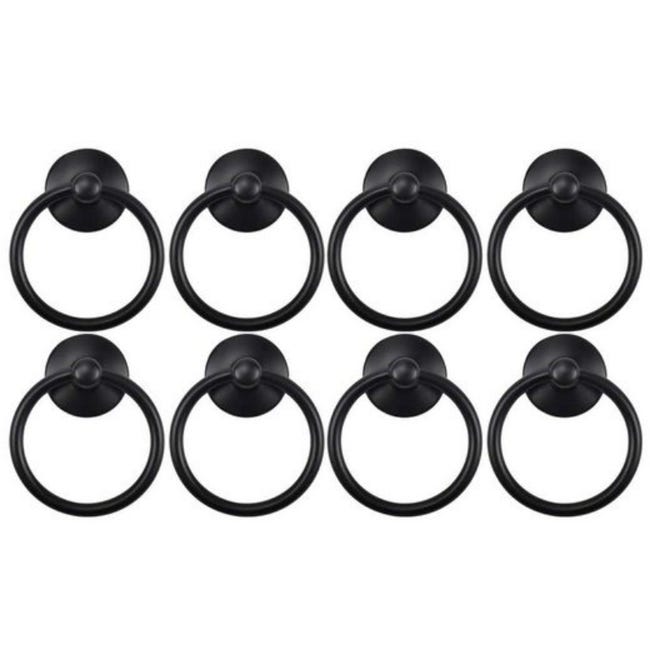 Zestaw 8 uchwytów do szafek, uchwyty retro - czarne 4,4*5,4 cm, trwałe wykończenie błyszczące