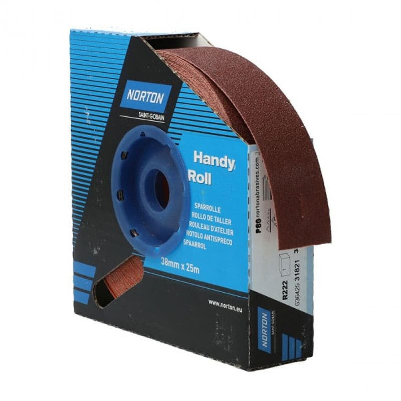 Rouleau d'abrasifs 38x25m grain 80 pour acier et bois - NORTON 63642531821 - 2