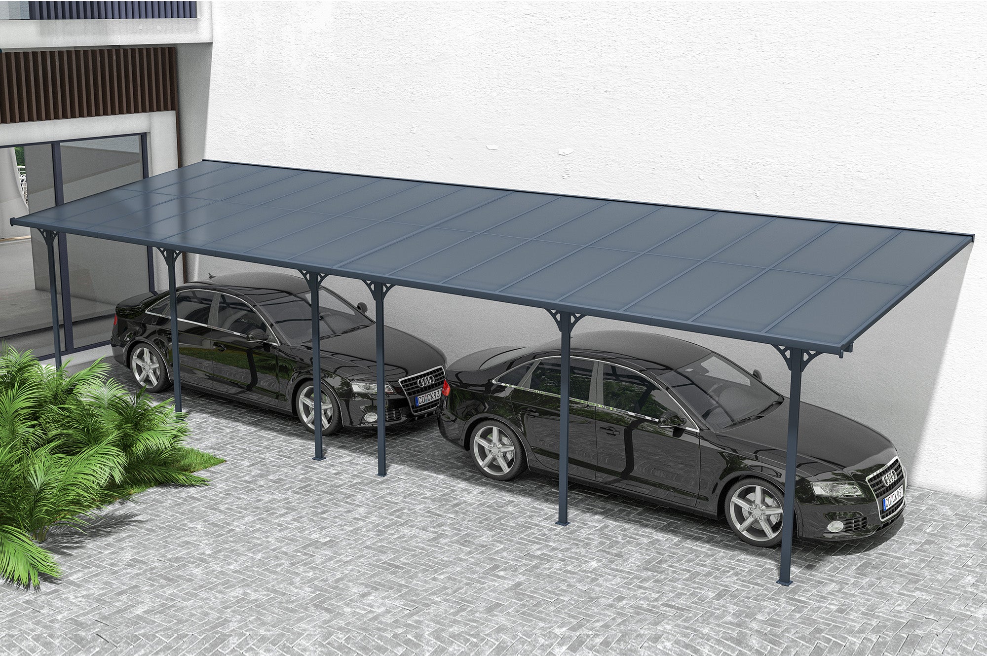 P rgola Adosada Cochera 30m KLEO 1000L300 Aluminio Gris Leroy Merlin