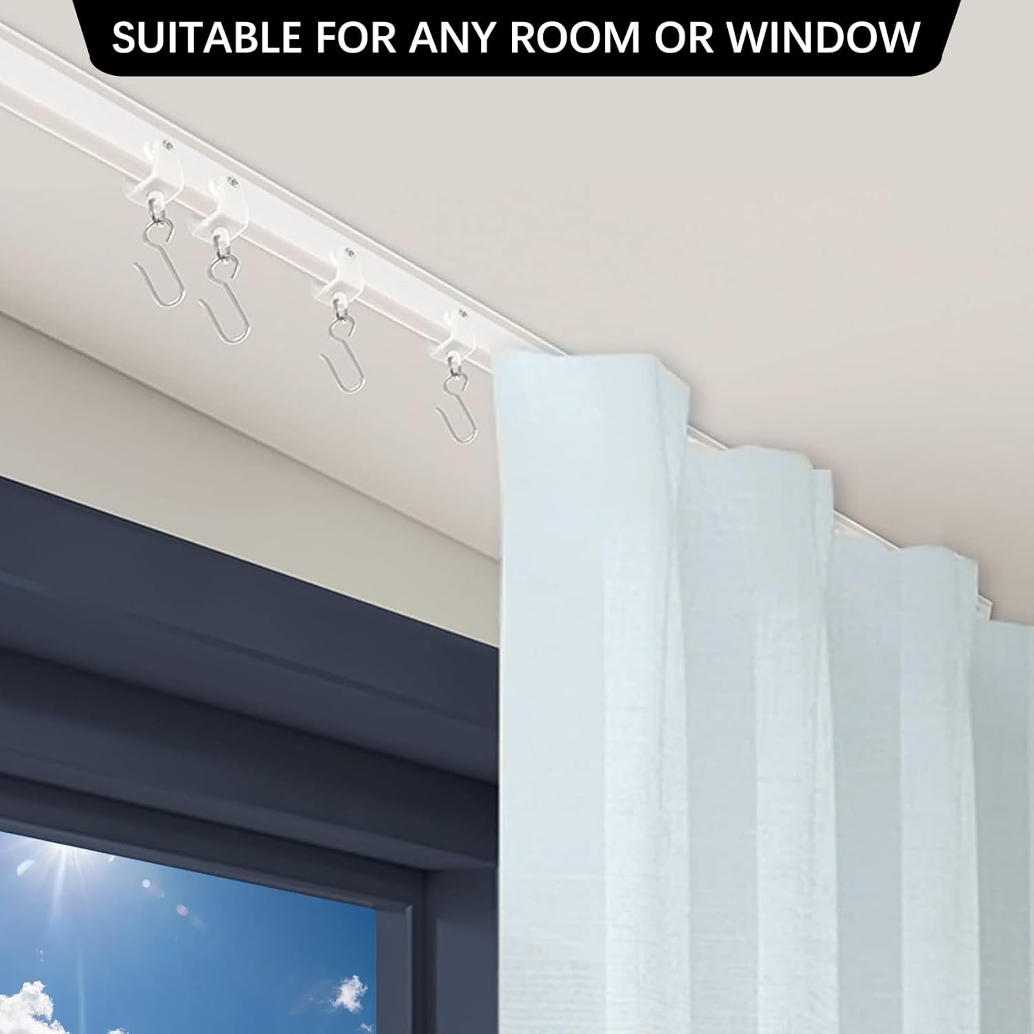 Binario per tende flessibile 3M per soffitto, binario per tende curvo con rulli silenziosi, ideale per finestre, privacy e arredamento per la casa - 4