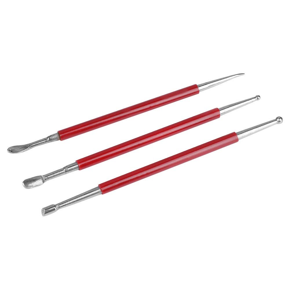 Set De 3 Outils Pour Travail Du Cuir - Presse, Frottoir Et Sculpteur, 16 Cm, Acier Inoxydable