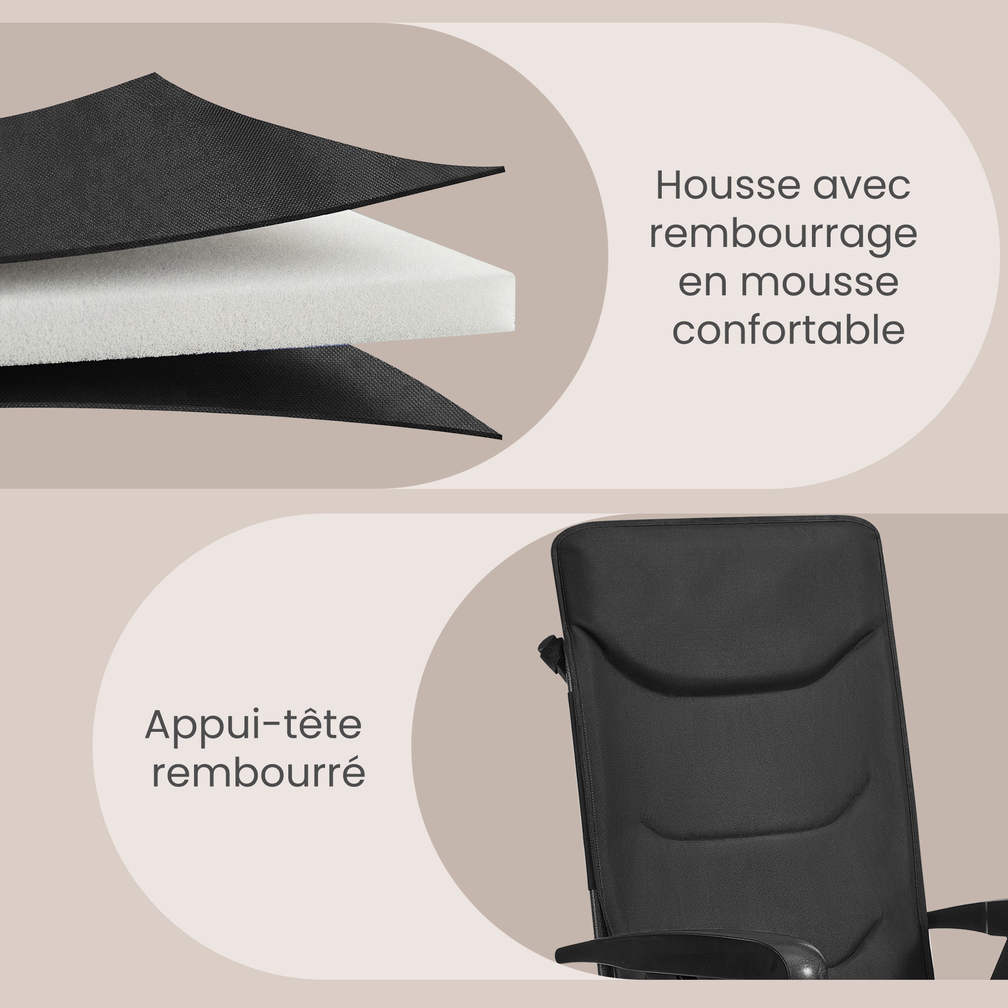 Chaise de Camping, Dossier Réglable 95°-150°, Porte-Gobelet, Sac de Transport, Pêche, Jardin, Noir - 4