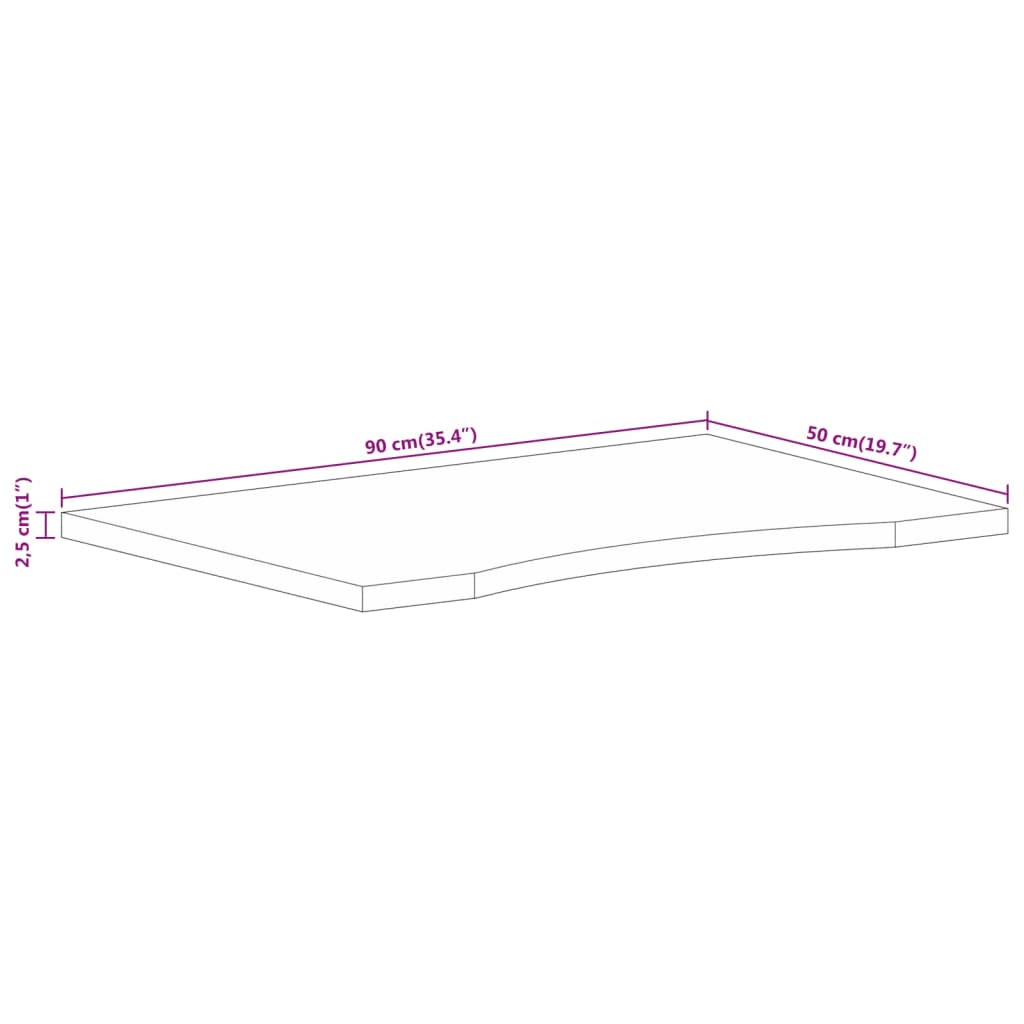 Maison Exclusive - Dessus de bureau avec courbe 90x50x2,5 cm manguier massif brut - 8