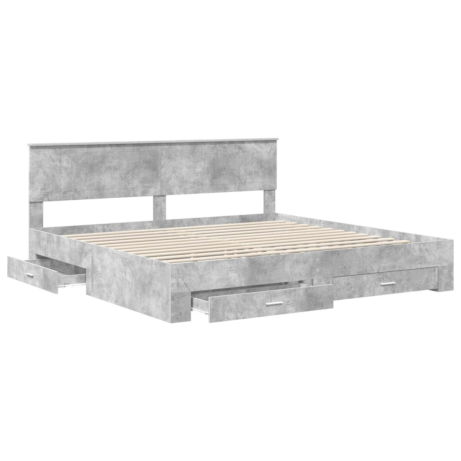 Cadre de lit gris béton 200 x 200 cm panneau de bois - 5