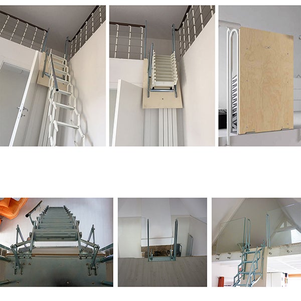 Echelle de meunier accordéon pour mezzanine blanc avec 2 main courantes - PALCO/A/B/2M - 4