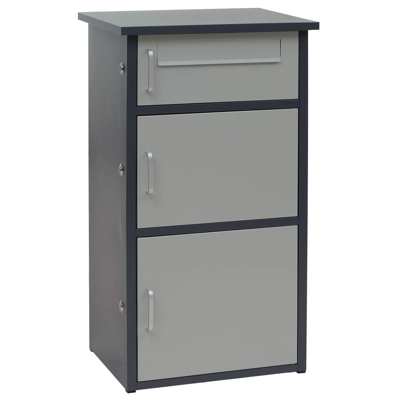 Boîte à colis 3 compartiments verrouillables 89 x 49 x 38 cm en acier gris foncé / gris clair 04_0009373 - 7