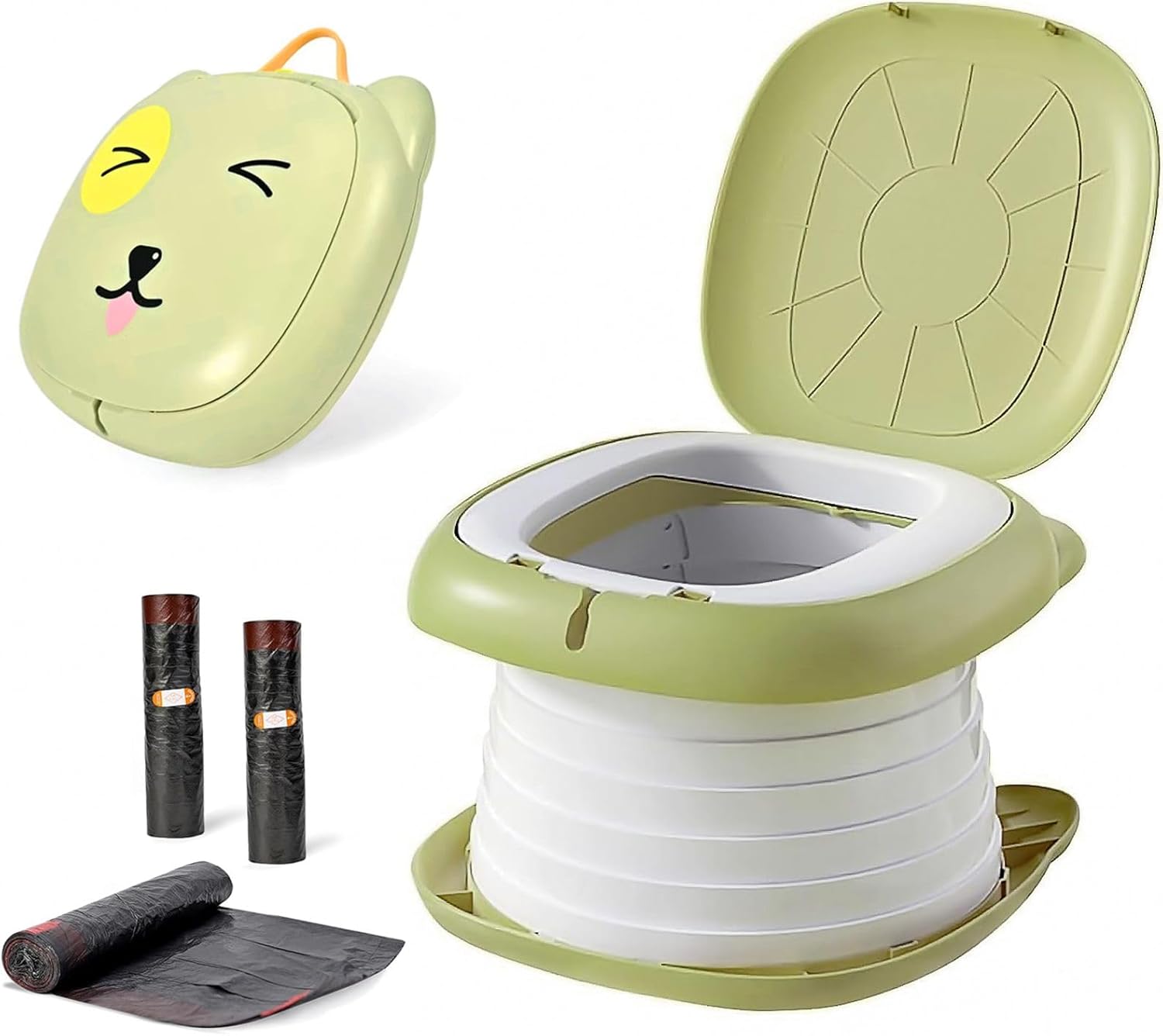 Zamboo Vasino Portatile 3 in 1 – Vasino da viaggio & riduttore WC pieghevole per bambini dai