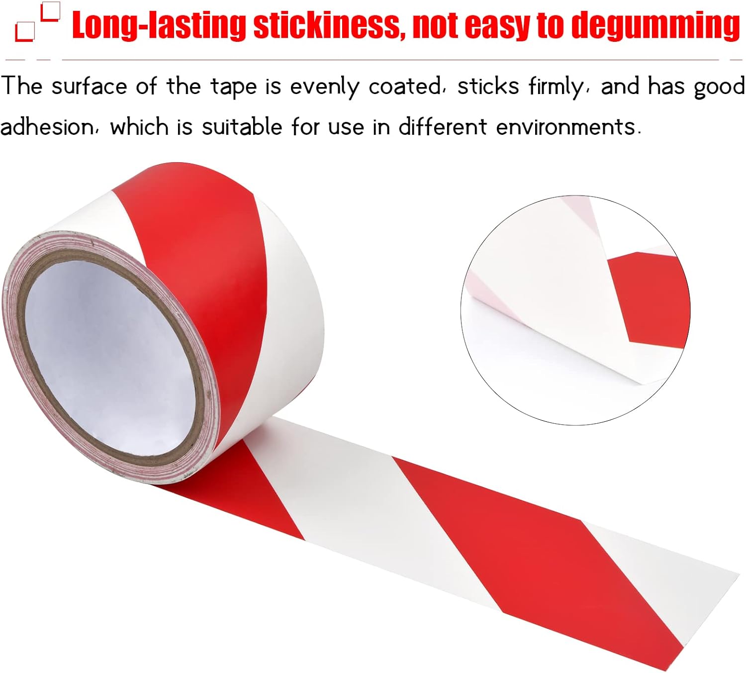 Ruban adhésif de signalisation - 6 cm x 16 m par rouleau - pour marquage au sol/sécurité - rayures rouges et blanches - 2