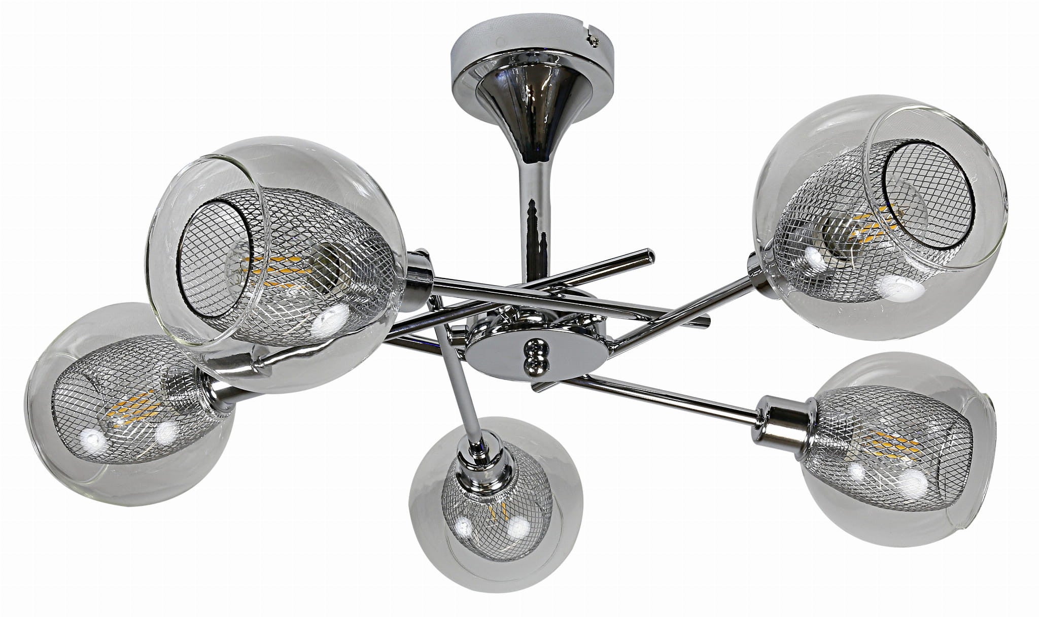 Lampa wisząca Ozzo chromowana bezbarwny 5xE14x40W wym: 28 x 56 x 56 cm metal Candellux