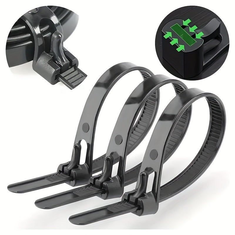 200 colliers de serrage robustes amovibles, en nylon, réutilisables, 200 mm × 7,5 mm, adaptés à la disposition des câbles et des fils, noirs - 9