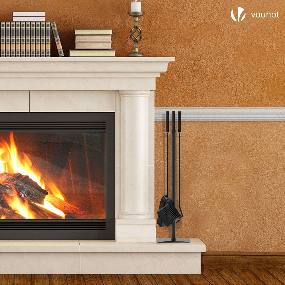 Kit Utensilios Chimenea 4 Piezas, Juego de Accesorios para Chimenea, Negro - 3