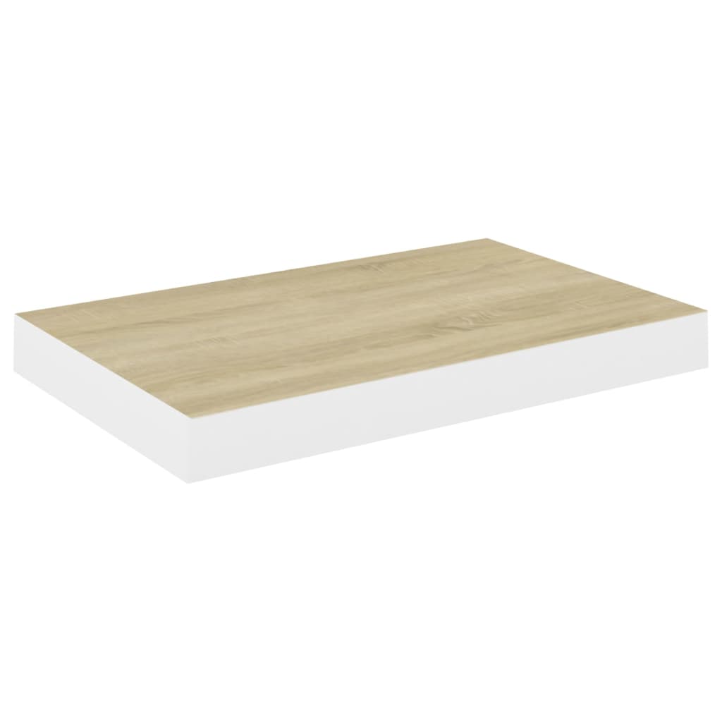 Étagères flottantes 2 pcs chêne et blanc 50x23x3,8 cm MDF vidaXL - 4