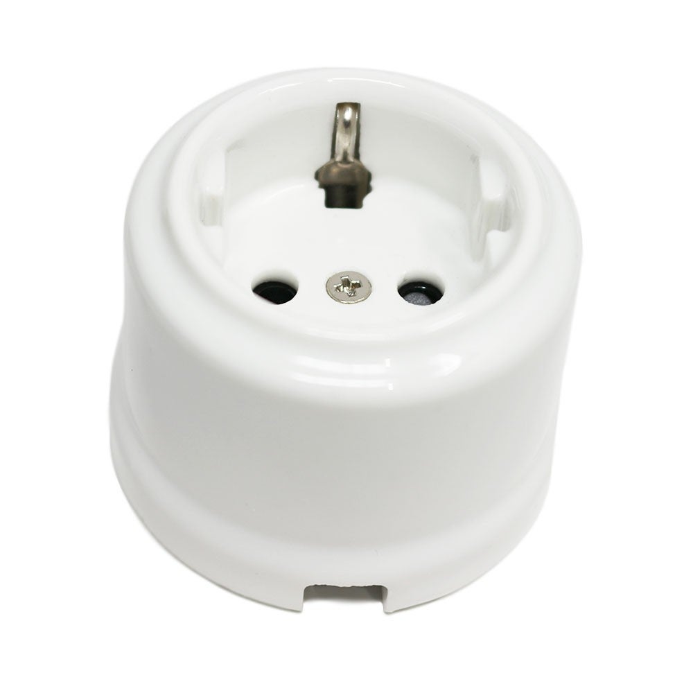 Base De Enchufe Vintage De Porcelana Blanca – Montaje En Superficie, 10A 250V, Estilo Retro Para Bares Y Restaurantes