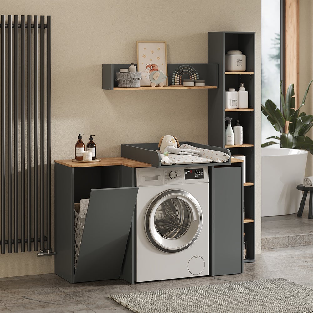 Vicco Étagère murale Viktor, Anthracite/chêne doré, 93.4x20cm - 6