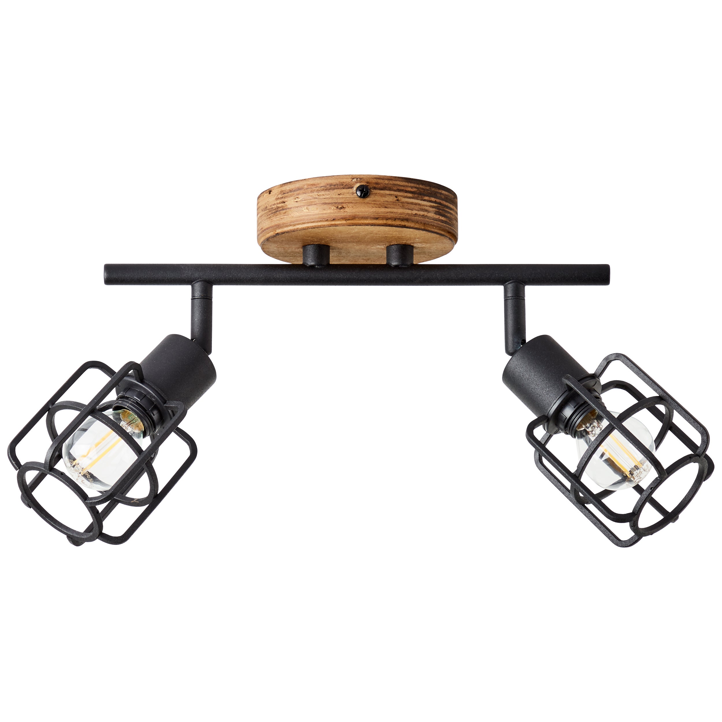 Lampa Brilliant Gwen 2-lampowa tuba spot antyczne drewno/czarny indyk czarny metal 2x D45, E14, 28 W - 2