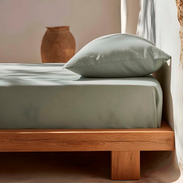 Drap-housse 80x200x30 cm 100% coton respirant réglable coloris Aqua