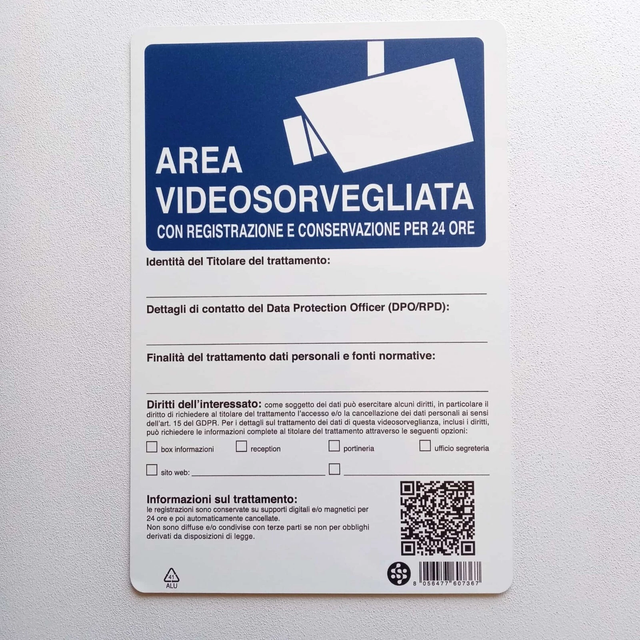 Confezione 10 Adesivi Videosorveglianza CCTV 24 Ore - Cartelli Avviso Per Porte E Finestre