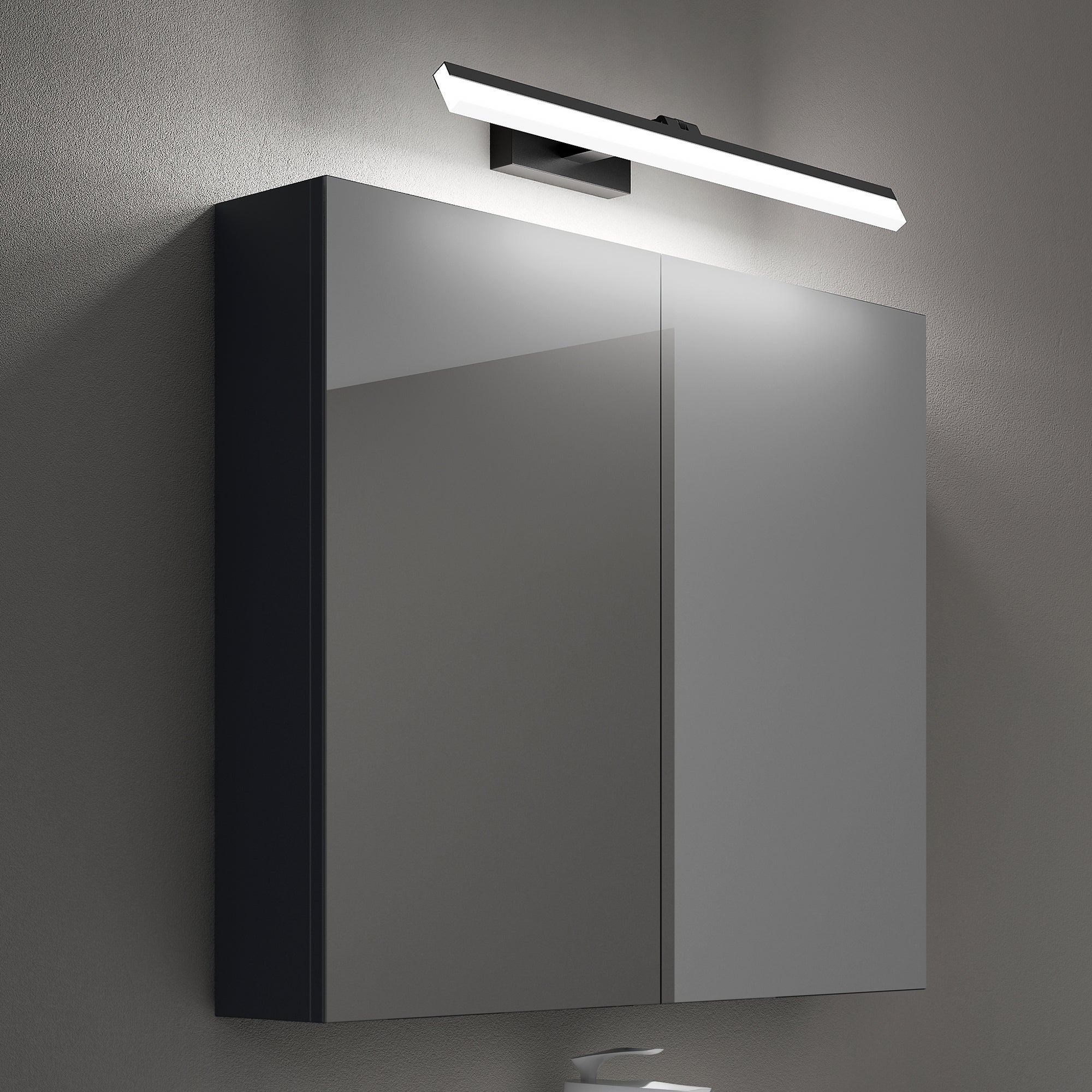 Mai & Mai Armoire Suspendue De Salle De Bain Avec Miroir Armoire De Toilette Meuble Miroir Avec 2 Portes 80x15x70 Cm Gris Noir Mat Spiegelsr 02 92242323