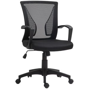 Chaise De Bureau Ergonomique Yaheetech - Dossier Bas, Roulettes, 120kg Max