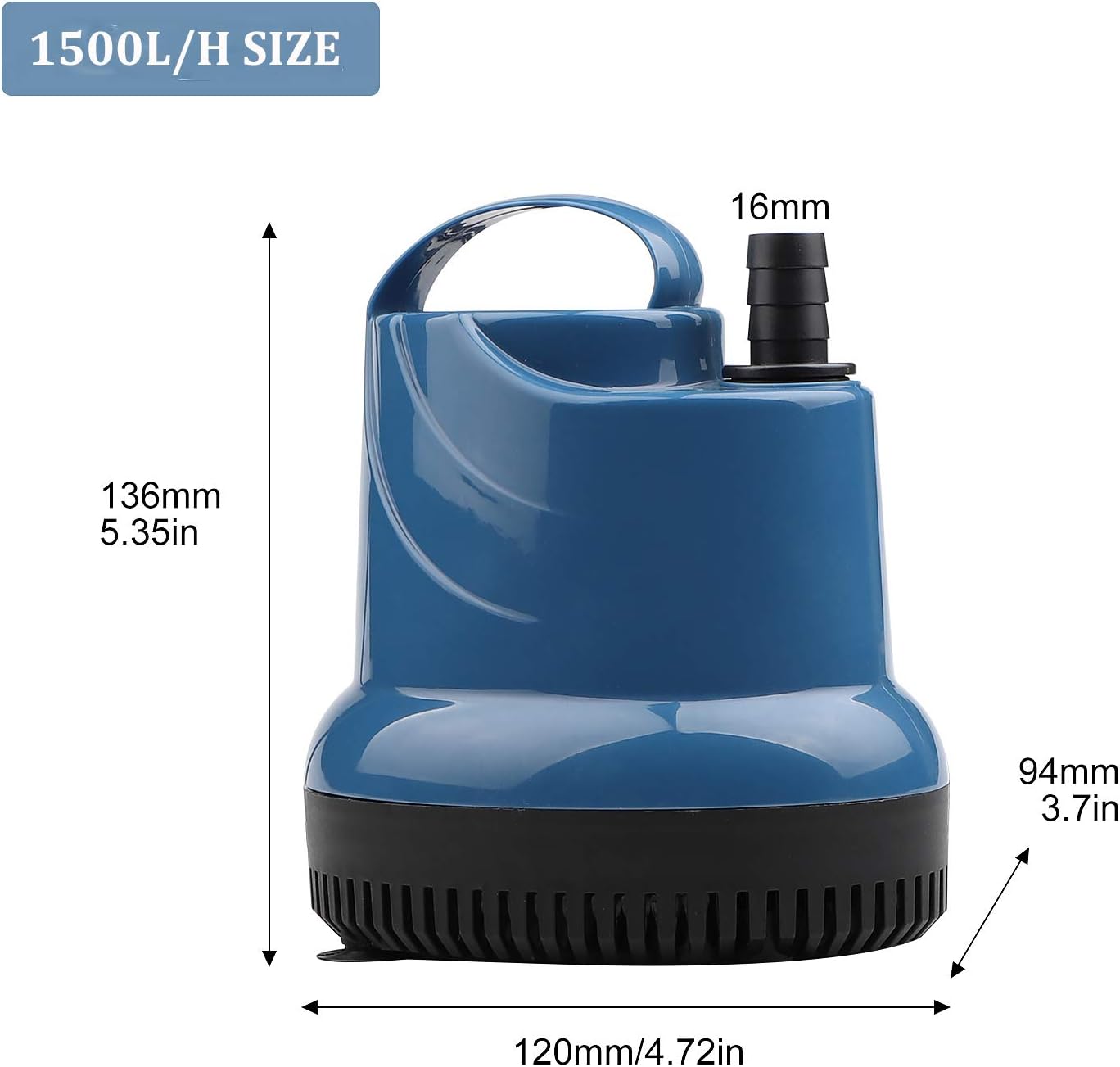 Mini Bomba de Água Bomba Submersível 1500L/H 20W 230V Bomba de Esgoto Altura de Elevação 1,6 M Cabo 1,8 M para Jardim, Aquário, Lago, Fonte - 2