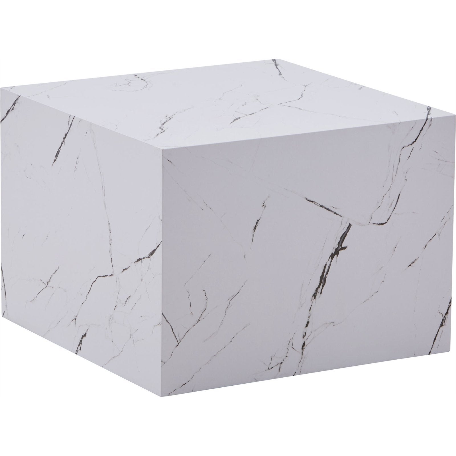 Table dappoint cubique blanche effet marbre design moderne 55 x 40 x 55 ...