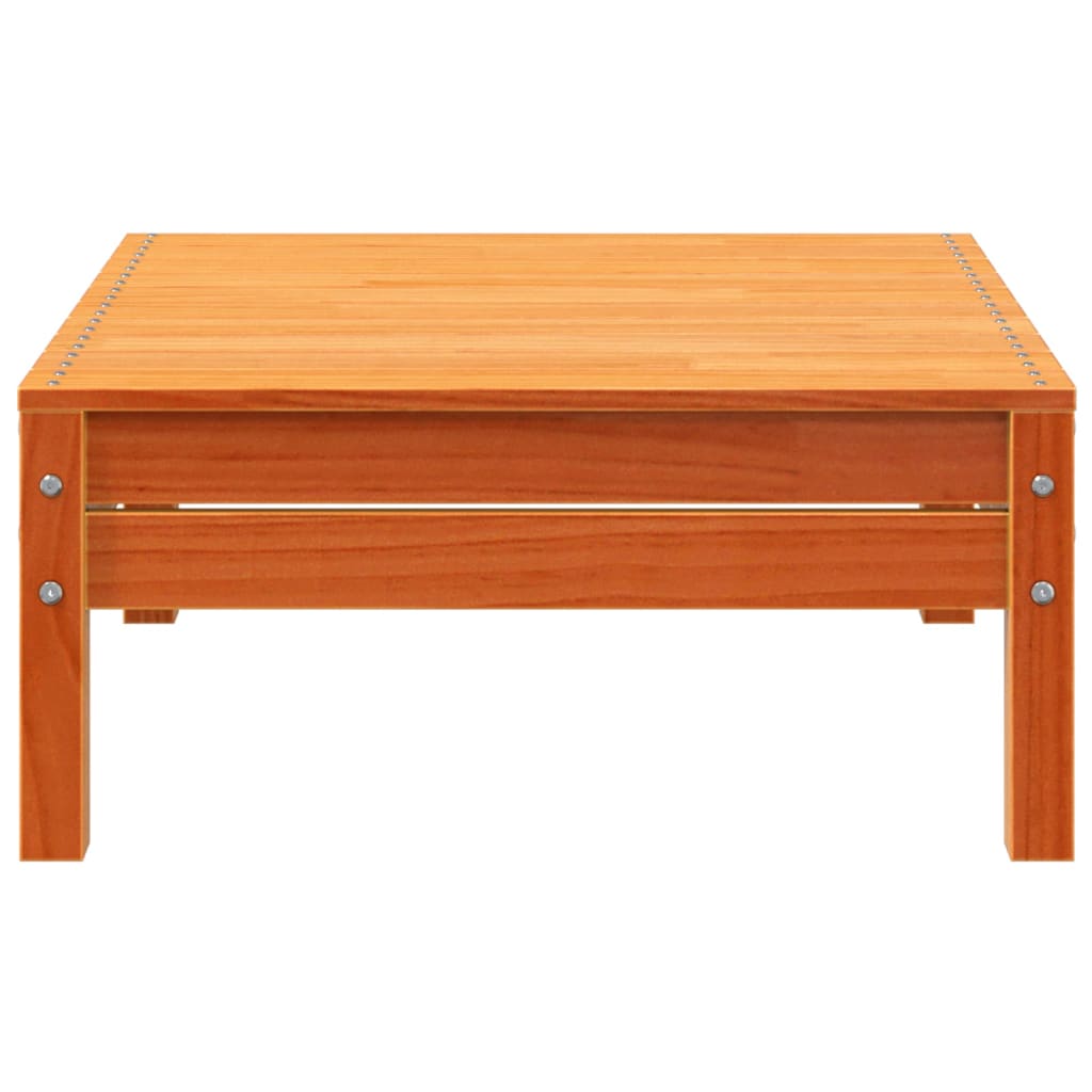 Canapé de jardin 2 places repose-pied cire marron bois massif - 8