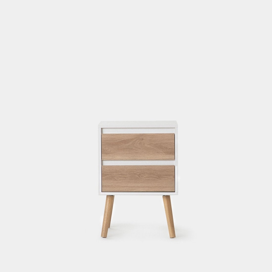 Mesita de noche 2 cajones efecto madera blanco-natural 40x59 cm - 3