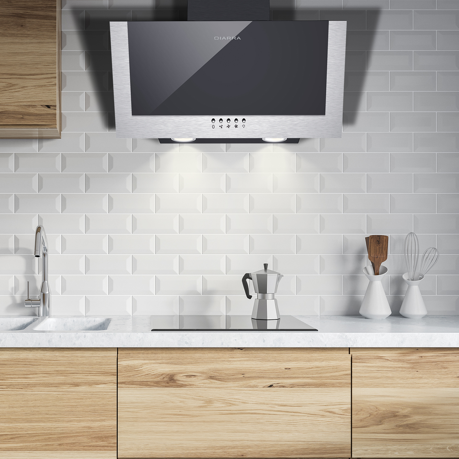 Cappa Aspirante Ciarra Inclinata 60cm | Classe A++ | 350m³/h | Nera | Con Filtri A Carbone - Foto 11