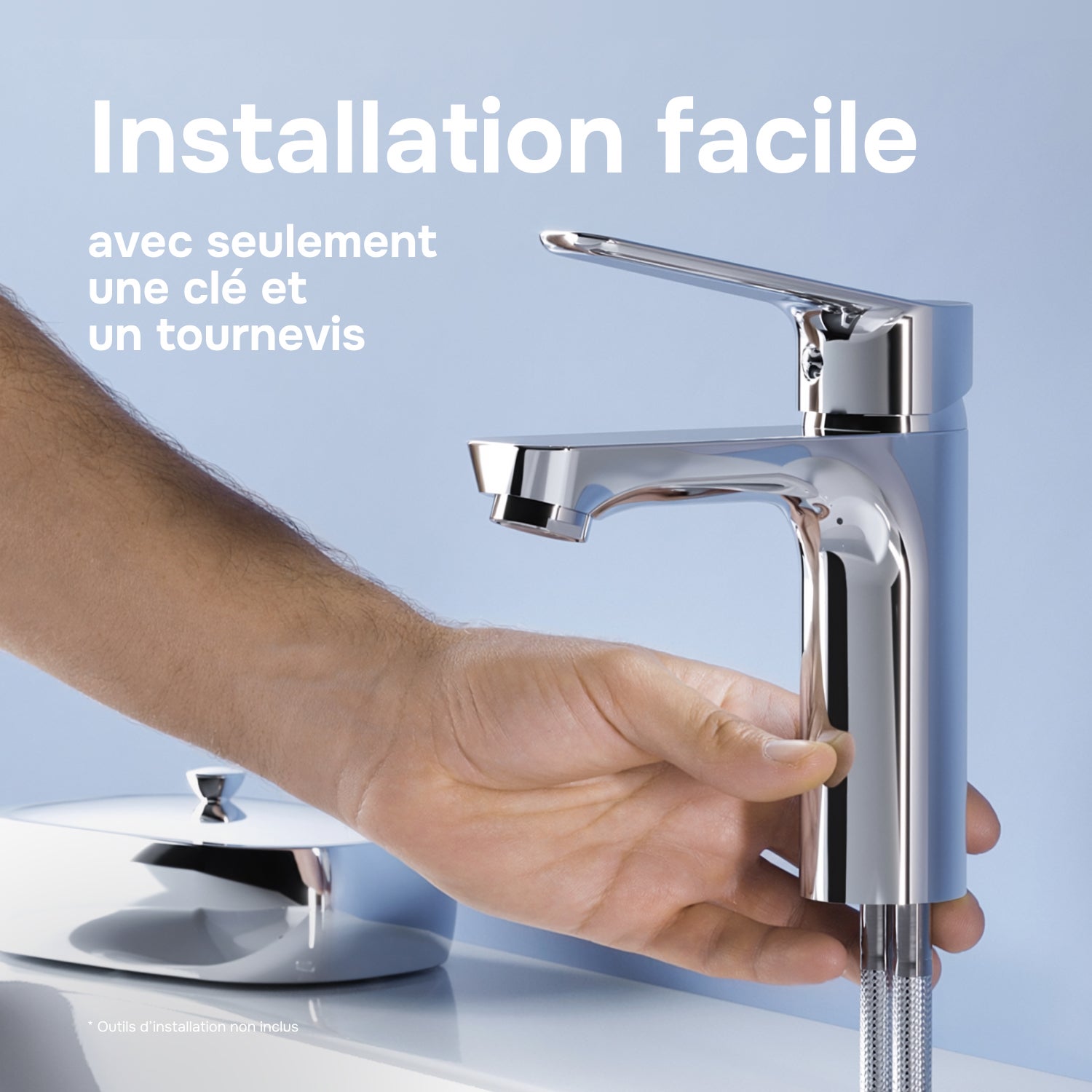 Mitigeur de Lavabo, Robinet de Lavabo, Mitigeur Salle de Bain Robinet de lavabo Chromé Hit, taille S,FTA02100 AM.PM - 2