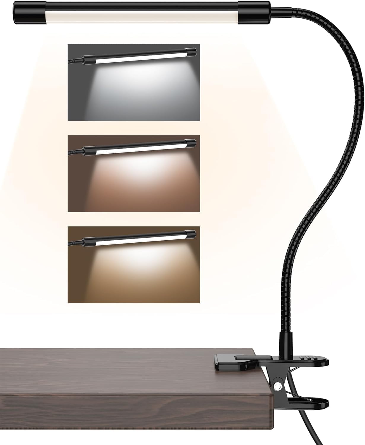 Lampka do czytania Clip LED - elastyczna 360°, 10 poziomów jasności, lampka USB do pracy i podróży