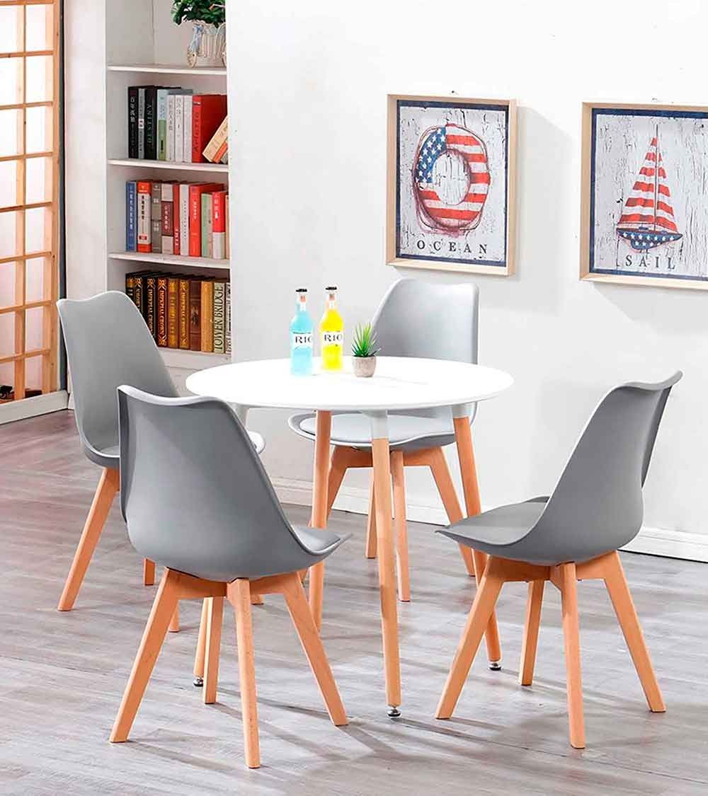 Pack de 4 sillas TULIPA estilo nórdico patas en madera en color Gris - 3