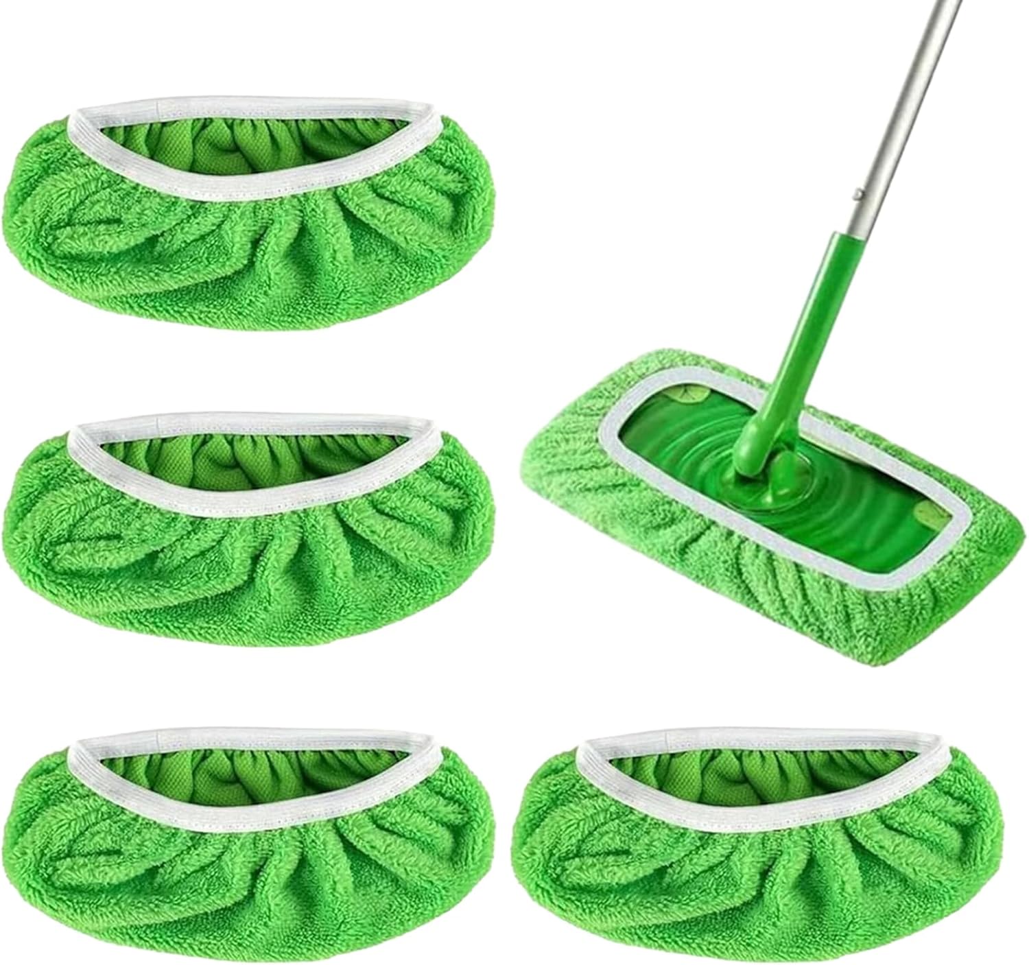 Zestaw 4 wymiennych nakładek do mopów Swiffer, wielokrotnego użytku, uniwersalne chusteczki nawilżane i suche, do czyszczenia powierzchni i podłóg